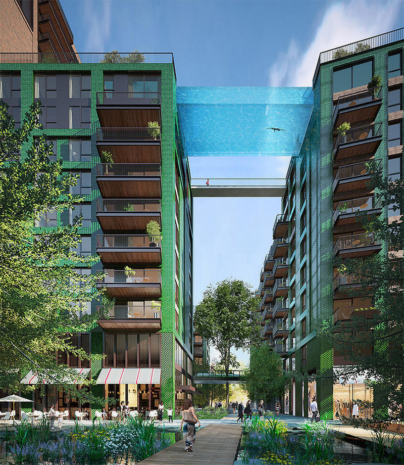 Illustration for article titled Una increíble piscina de cristal unirá las azoteas de estos edificios en Londres